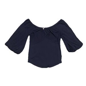 Free People Off Shoulder Black Top 1/2 Bell Sleeves Size M Goth Gothic Whimsical